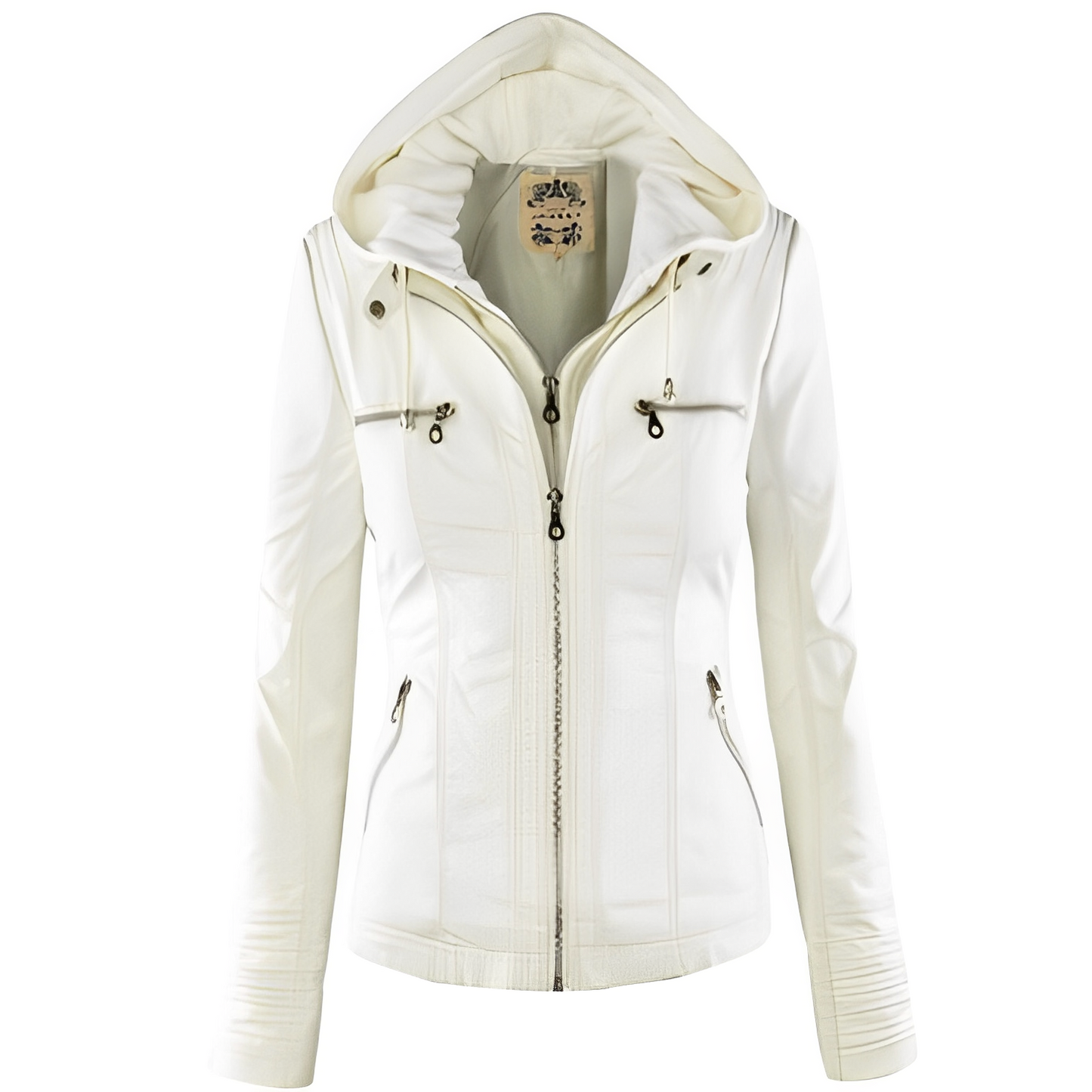Janene - Bequeme, wasserdichte Lederjacke mit Kapuze für Damen
