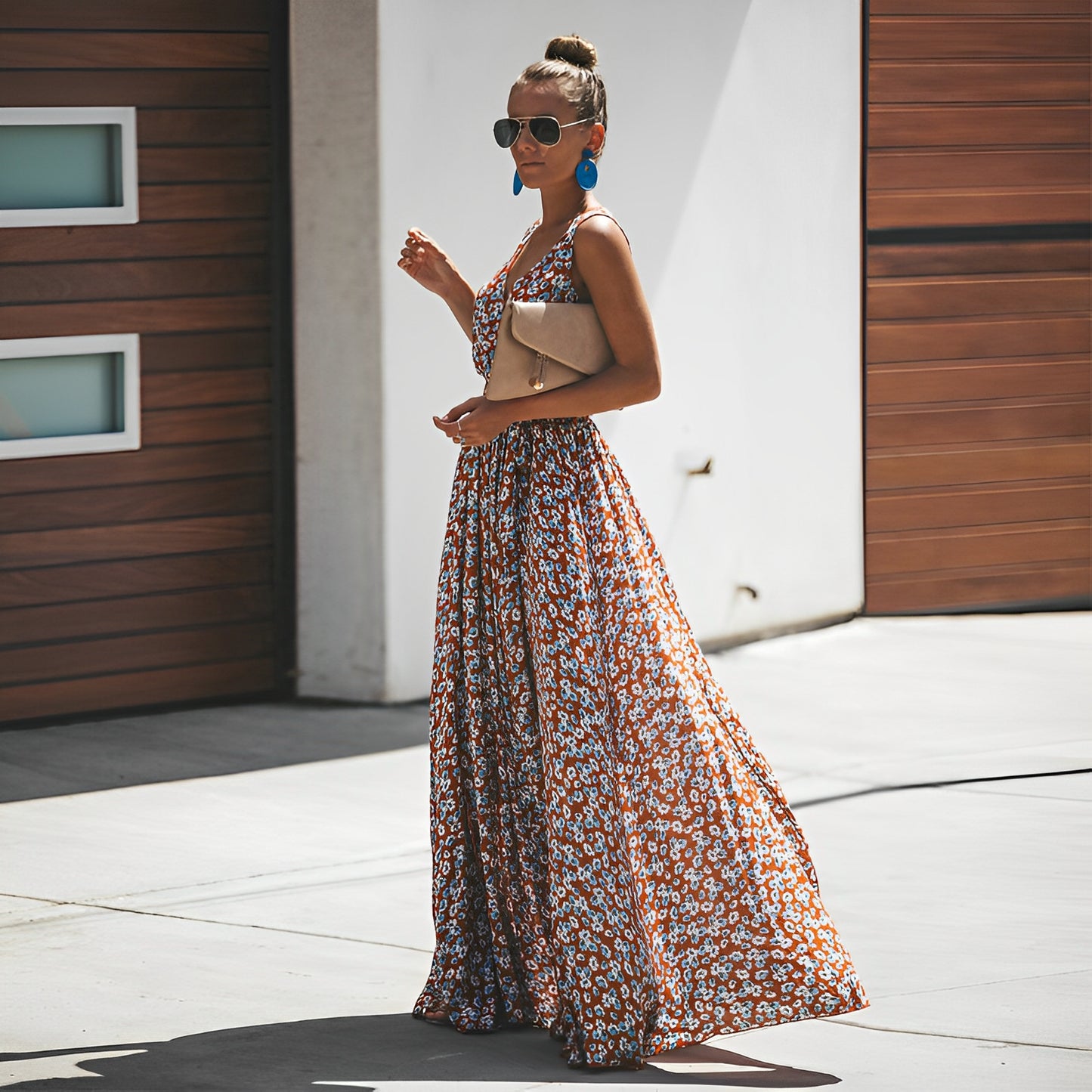 Rosaleen - Elegantes bedrucktes Strand-Maxikleid für Damen
