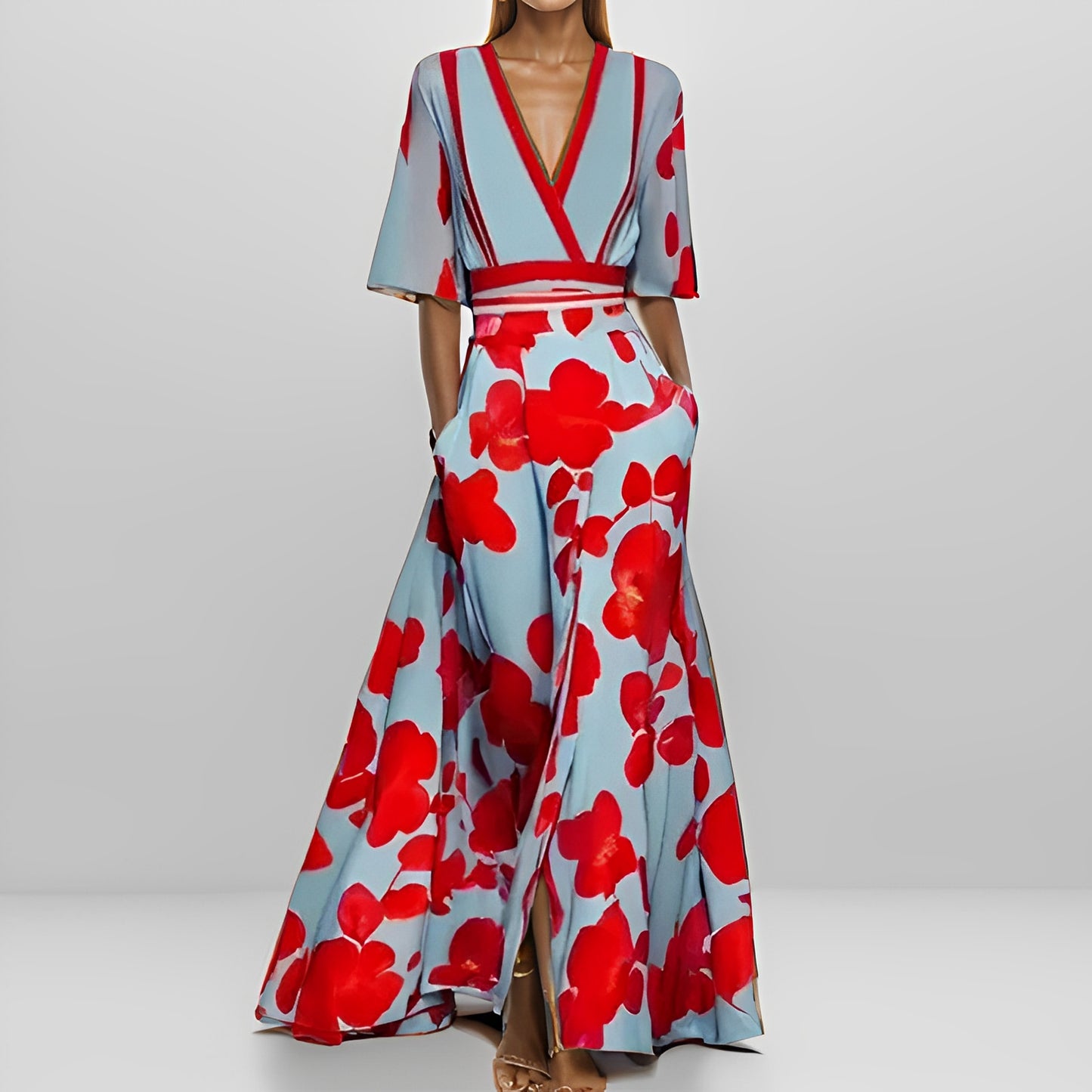 Delores - Langärmliges Maxikleid mit Blumenmuster für Damen