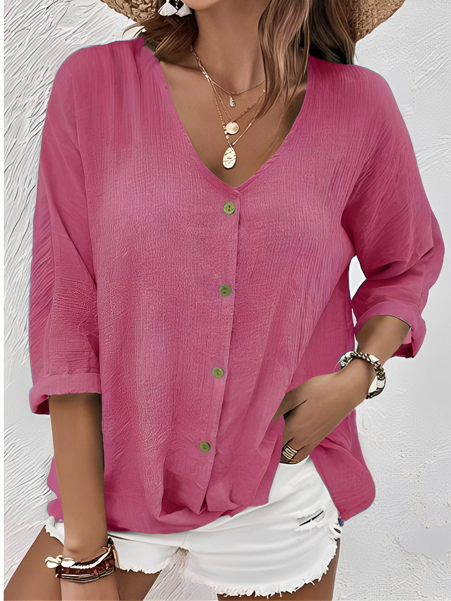 Chrysanta - Bequeme Bluse mit V-Ausschnitt für Damen