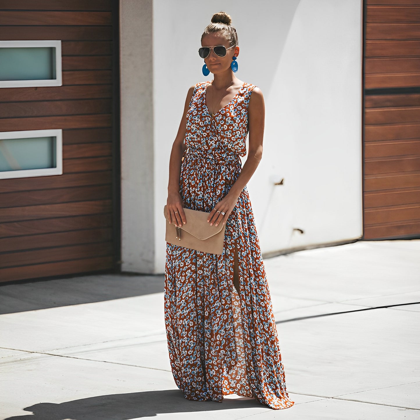 Rosaleen - Elegantes bedrucktes Strand-Maxikleid für Damen