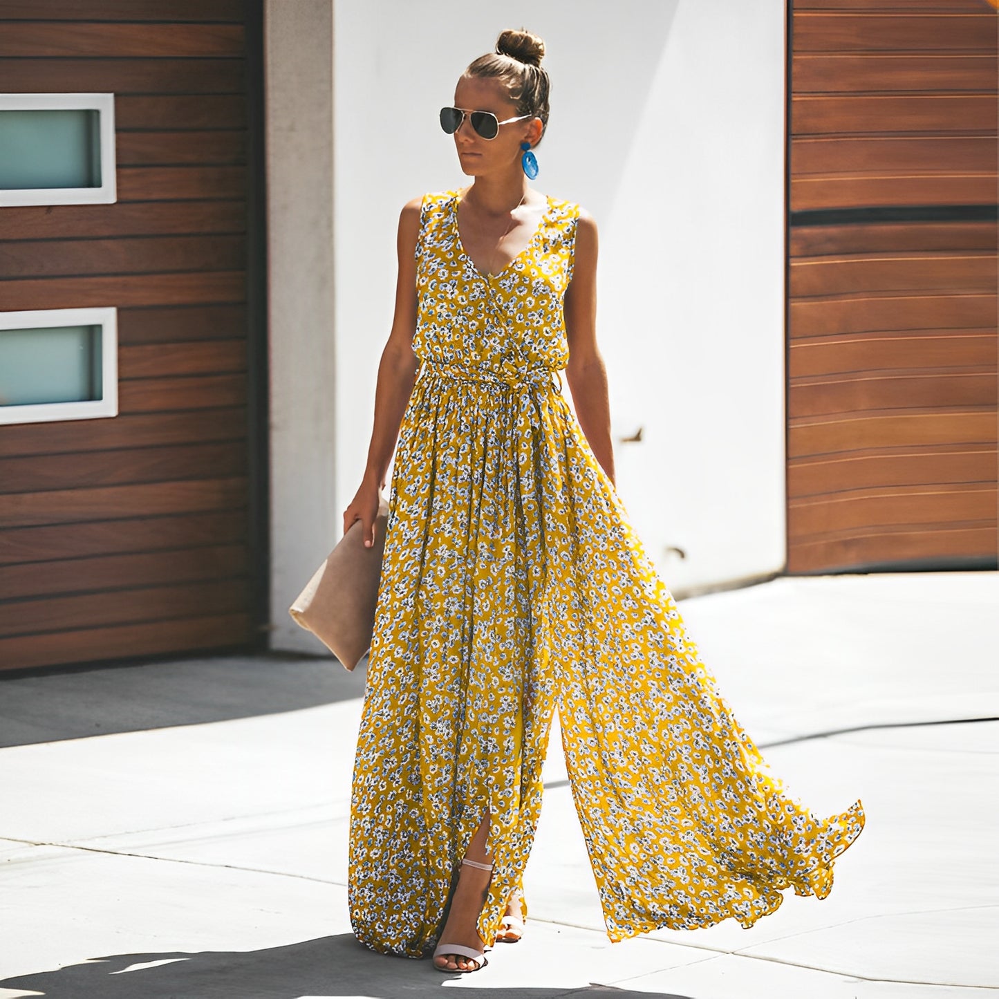 Rosaleen - Elegantes bedrucktes Strand-Maxikleid für Damen