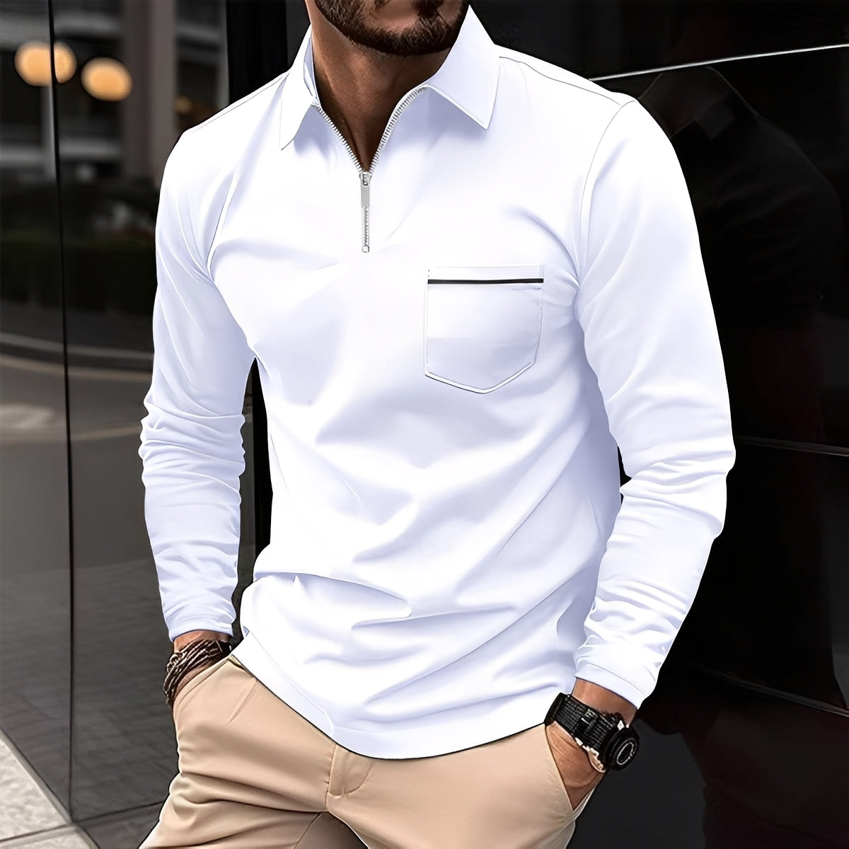 Bernard - Gemütliches Langarm-Shirt mit Männer-Tasche