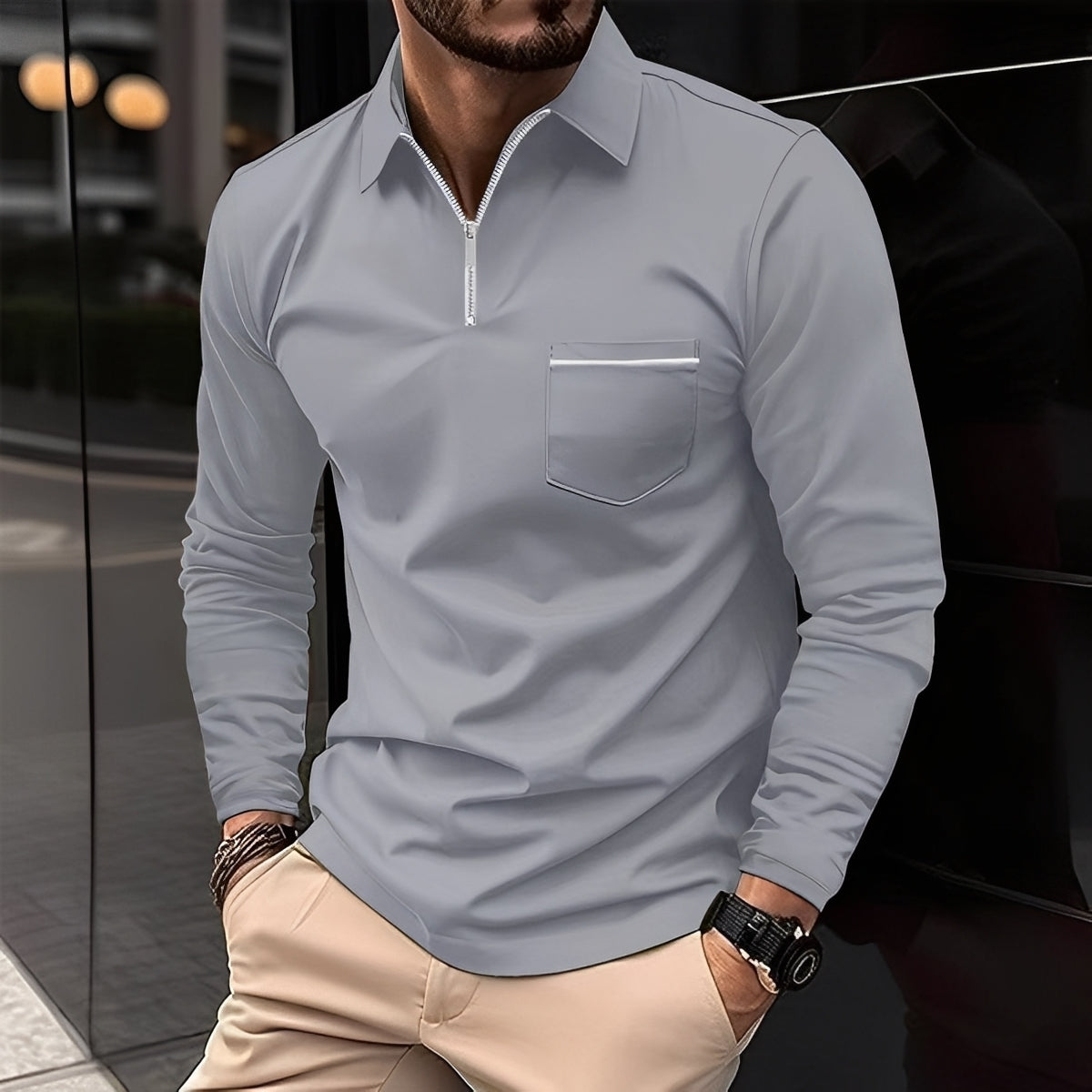 Bernard - Gemütliches Langarm-Shirt mit Männer-Tasche