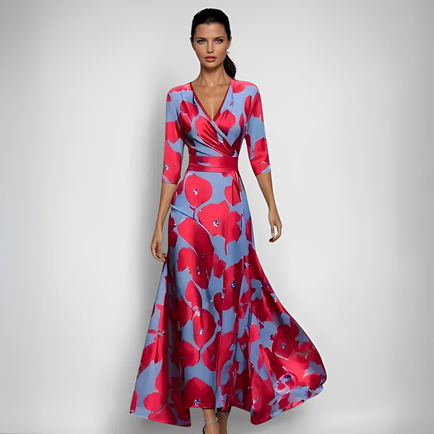 Delores - Langärmliges Maxikleid mit Blumenmuster für Damen