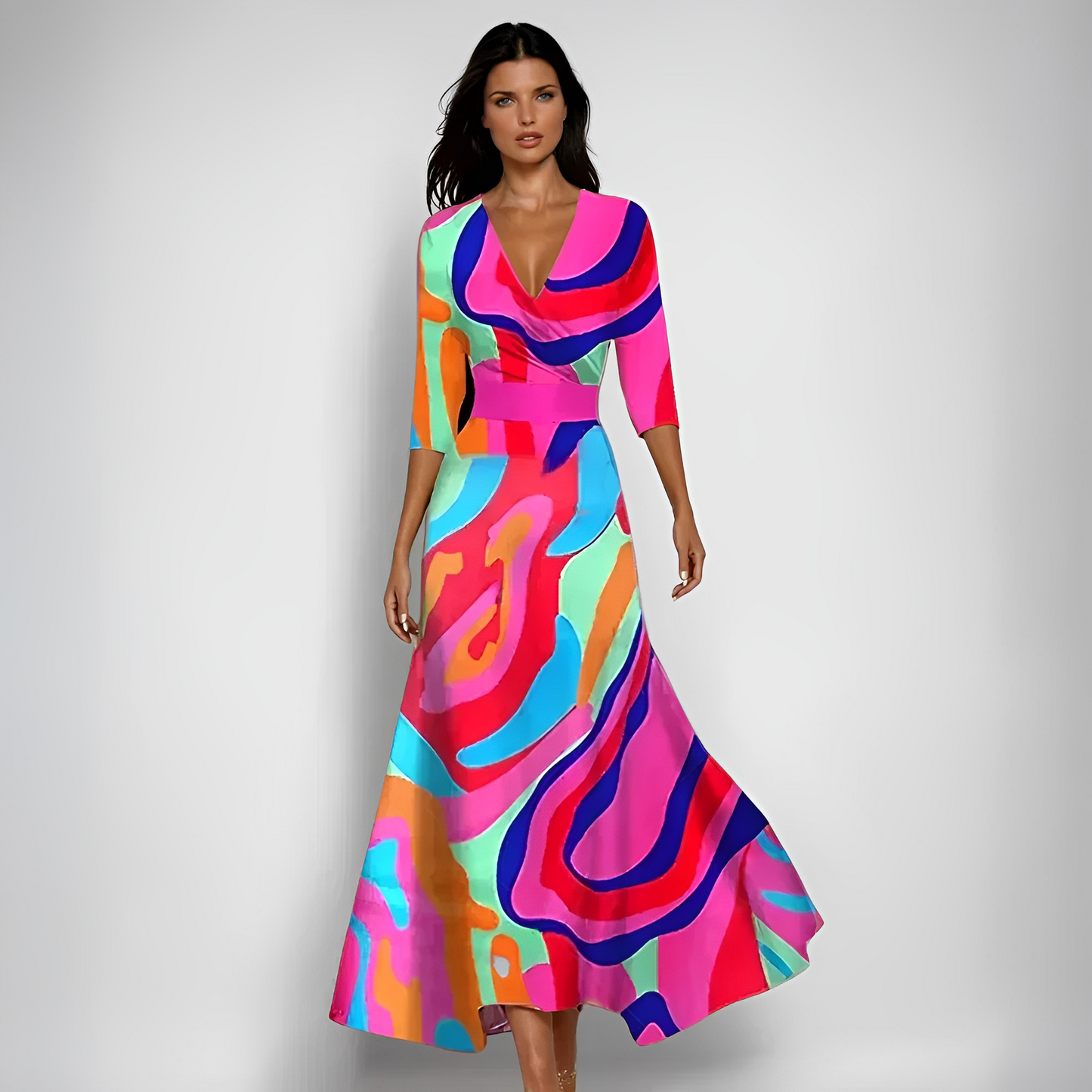 Delores - Langärmliges Maxikleid mit Blumenmuster für Damen