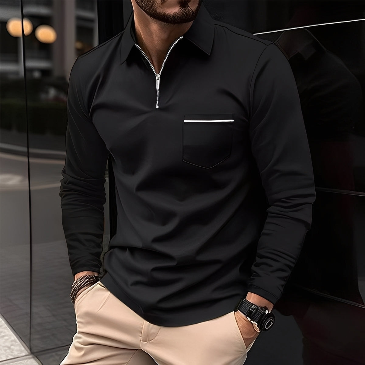 Bernard - Gemütliches Langarm-Shirt mit Männer-Tasche