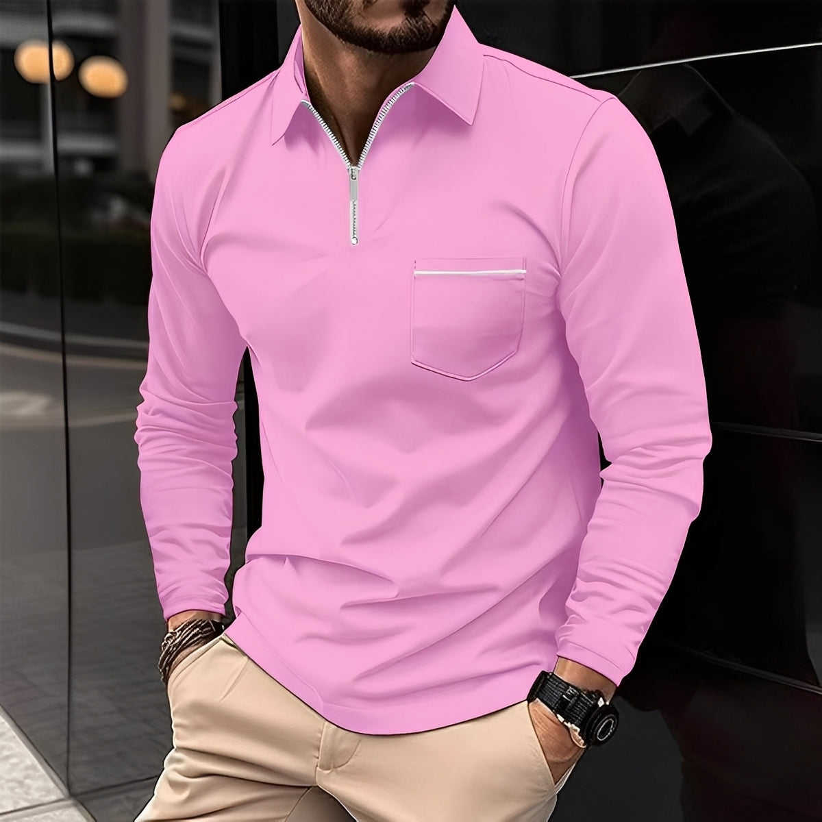 Bernard - Gemütliches Langarm-Shirt mit Männer-Tasche