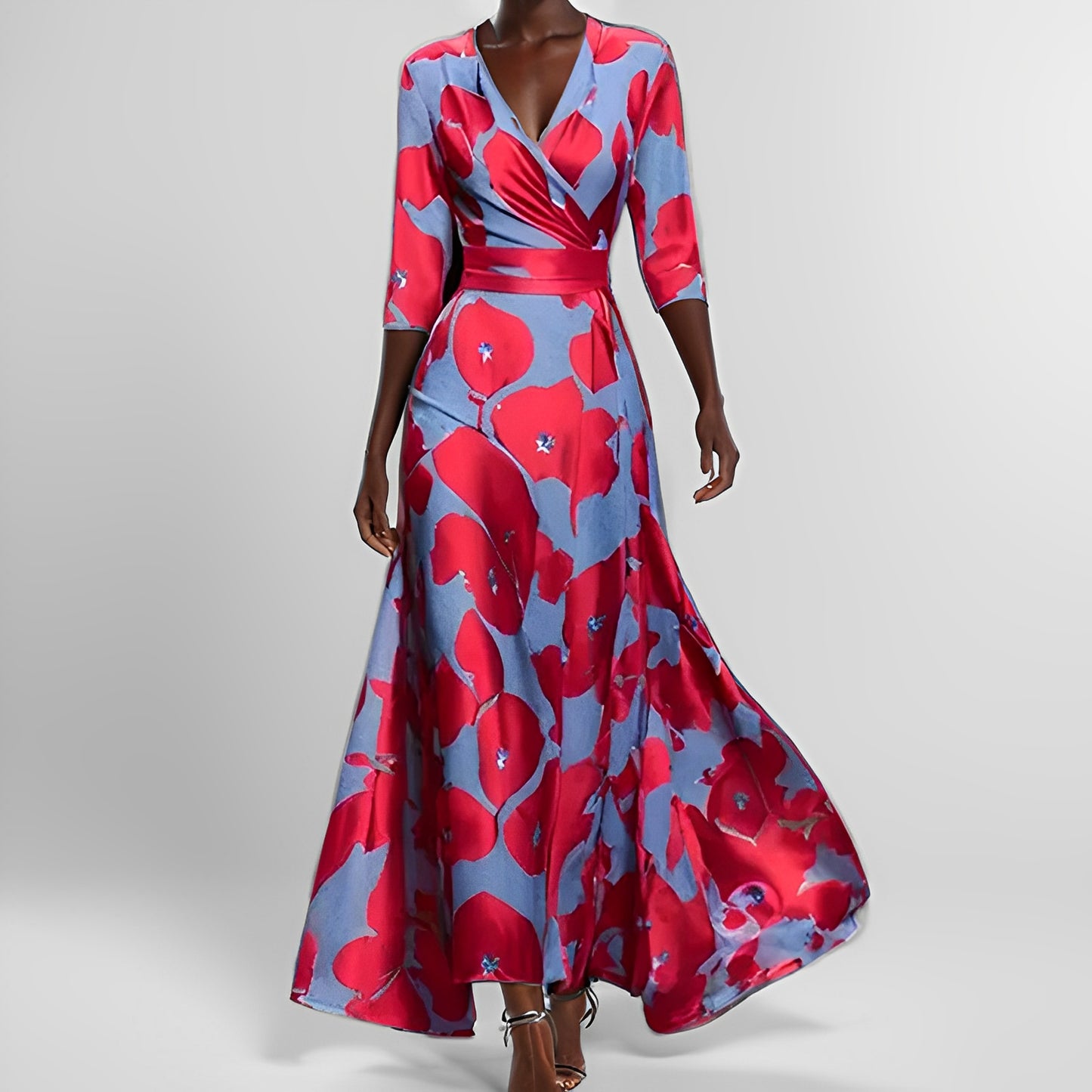 Delores - Langärmliges Maxikleid mit Blumenmuster für Damen