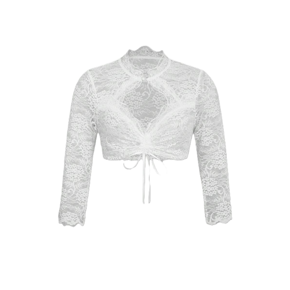 Berenice - Kurze Oktoberfestbluse mit Spitze für Damen