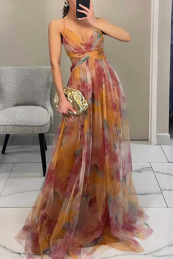 Alina – Lang geschnittenes V-Ausschnitt-Kleid für Hochzeitsgäste