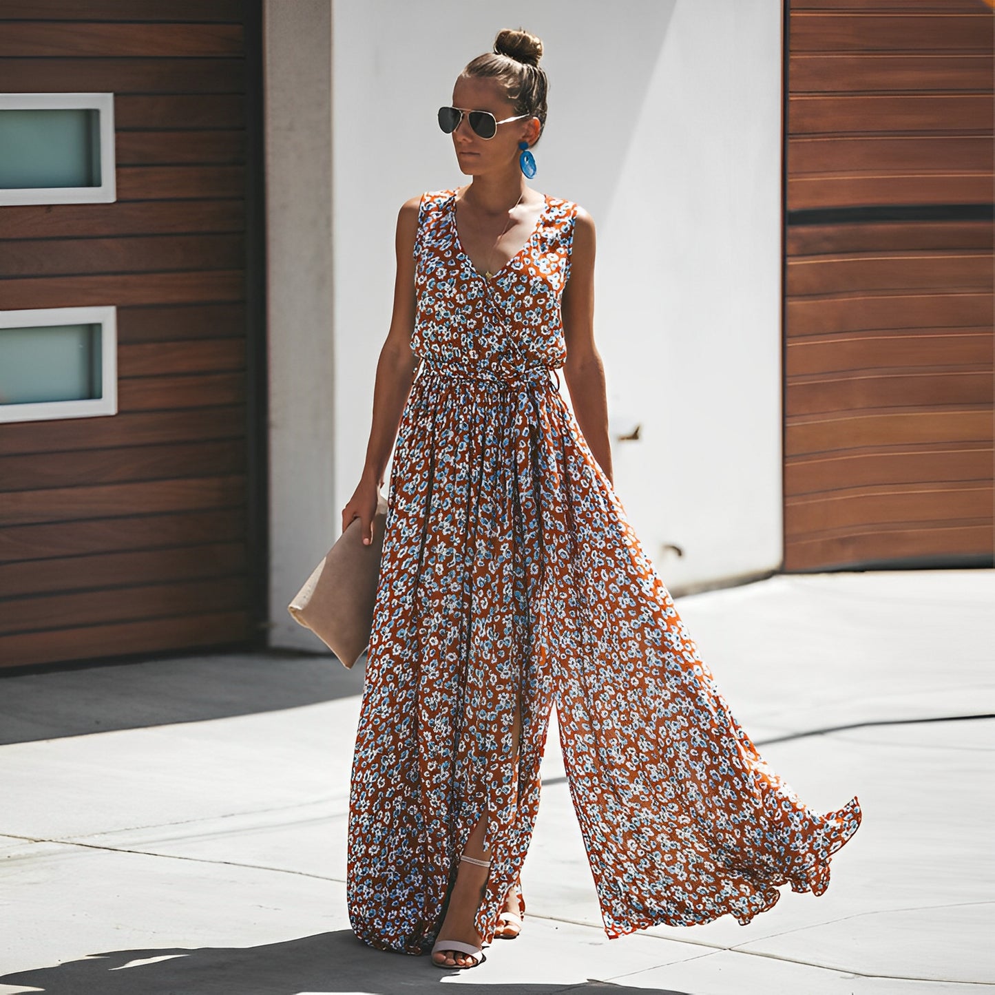 Rosaleen - Elegantes bedrucktes Strand-Maxikleid für Damen