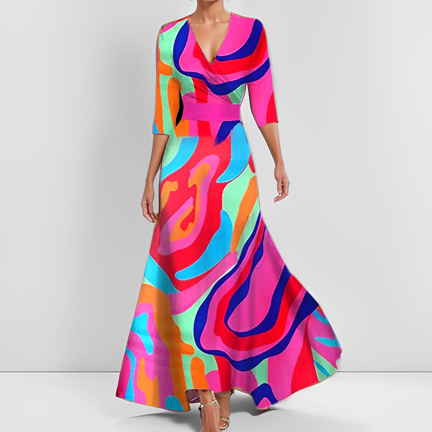 Delores - Langärmliges Maxikleid mit Blumenmuster für Damen