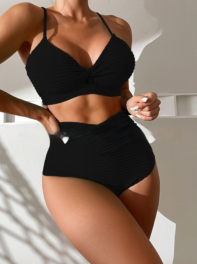 Rowena - Hoch taillierter gestreifter Bikini für Damen