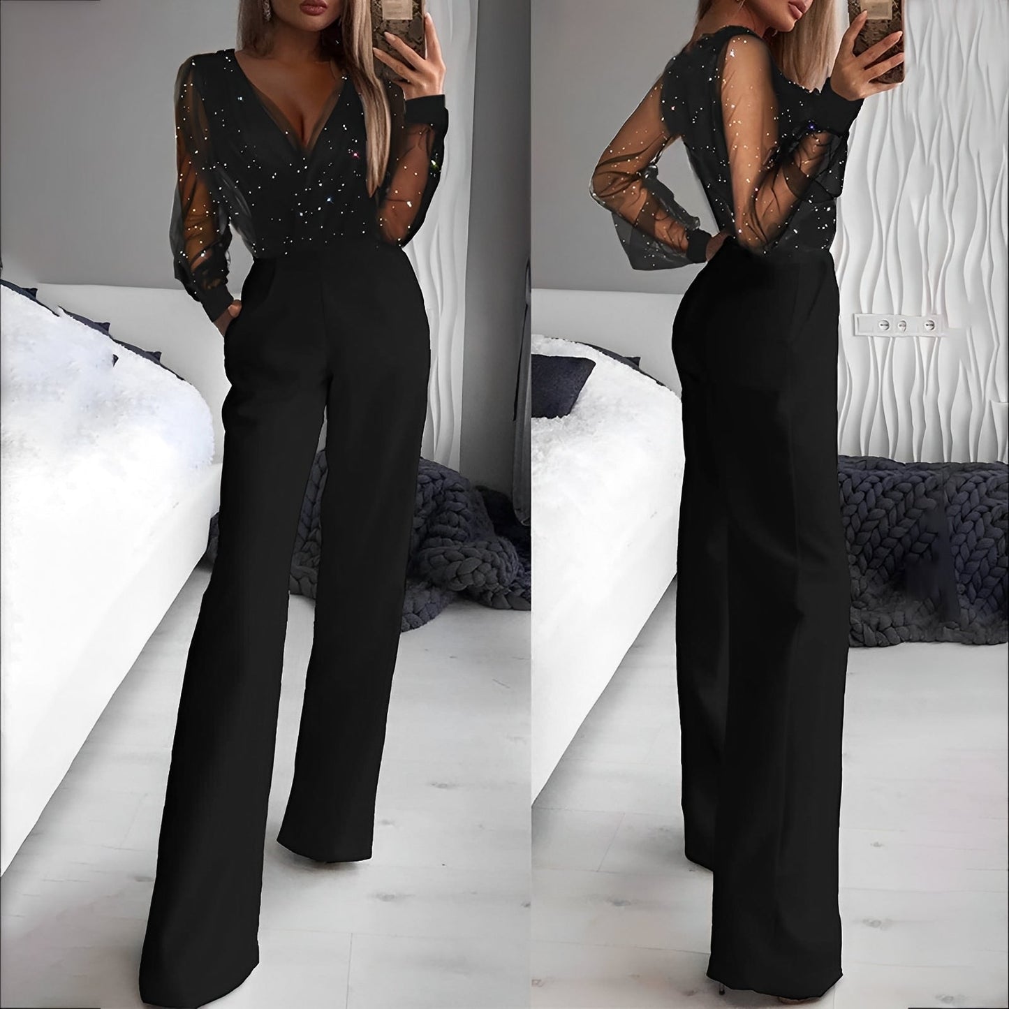 Catherina - Eleganter Damen-Jumpsuit mit V-Ausschnitt