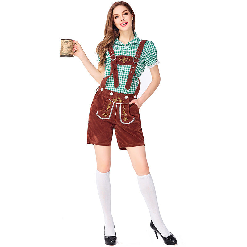 Dahlia - Oktoberfest-Look mit karierten Overalls für Damen