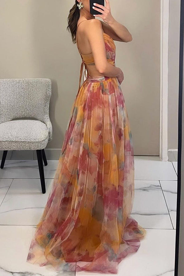 Alina – Lang geschnittenes V-Ausschnitt-Kleid für Hochzeitsgäste