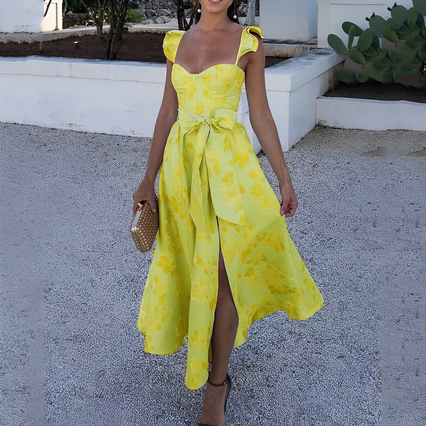 Adalyn - Blumenkleid mit Schleife an der Taille für Damen