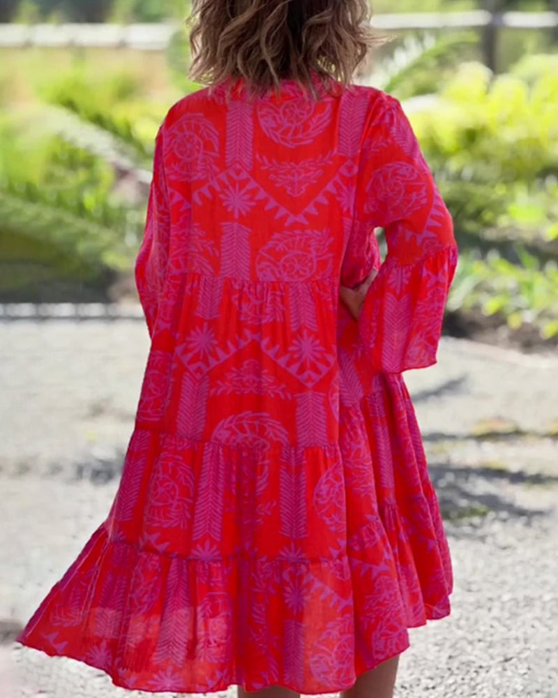 Mia – Kleid mit geometrischem Boho-Muster