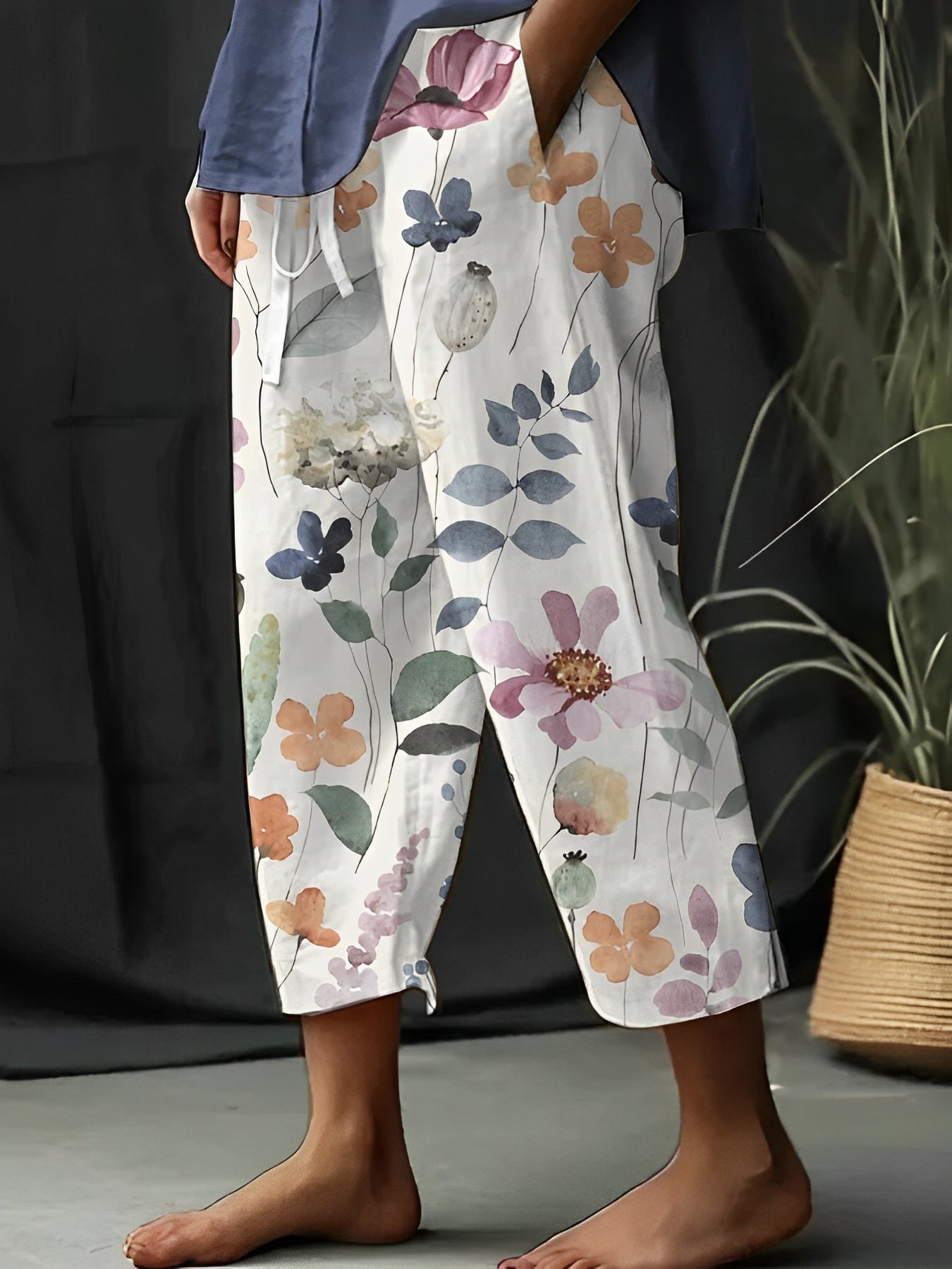 Braelyn - Lässige, entspannte Blumenhose für Damen