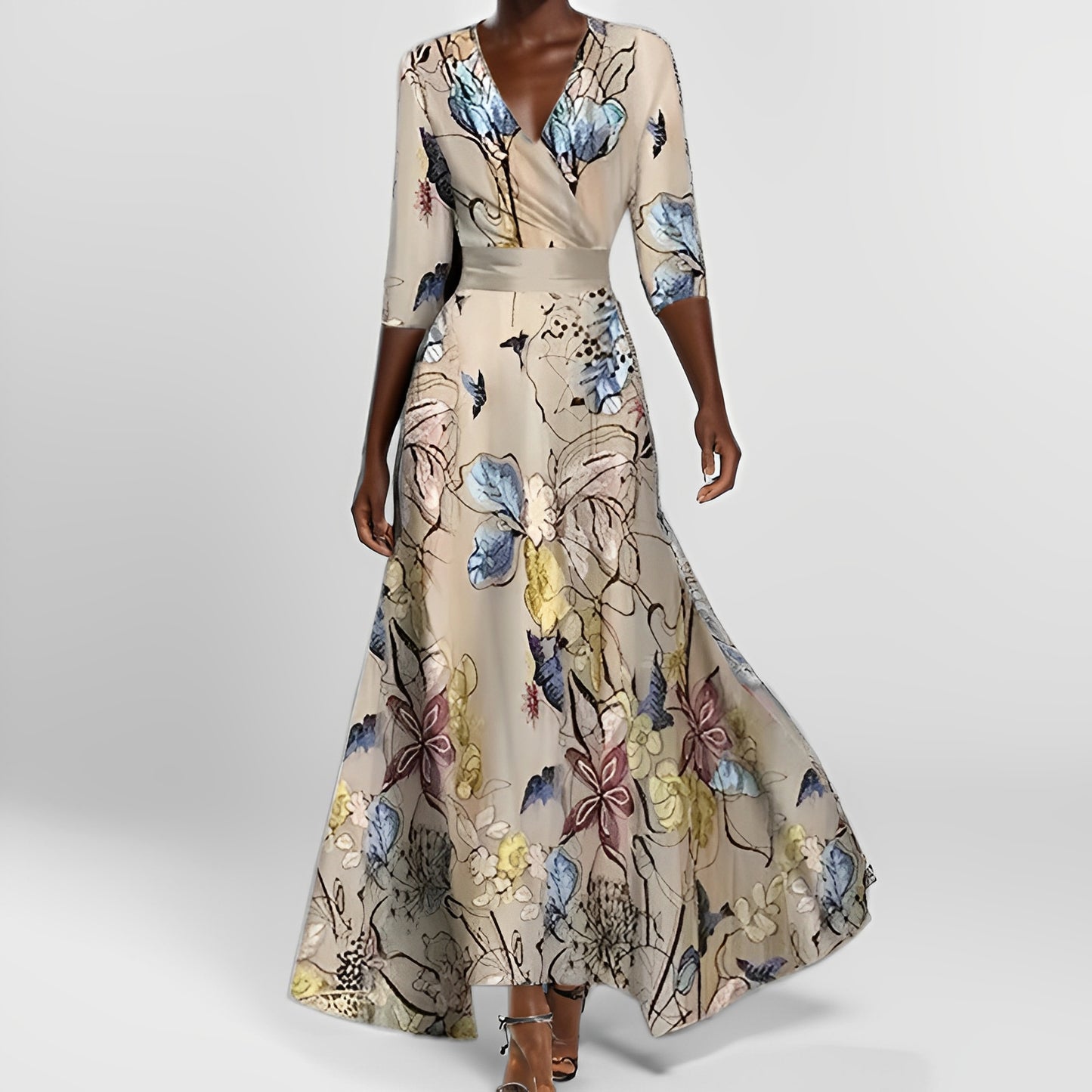Delores - Langärmliges Maxikleid mit Blumenmuster für Damen