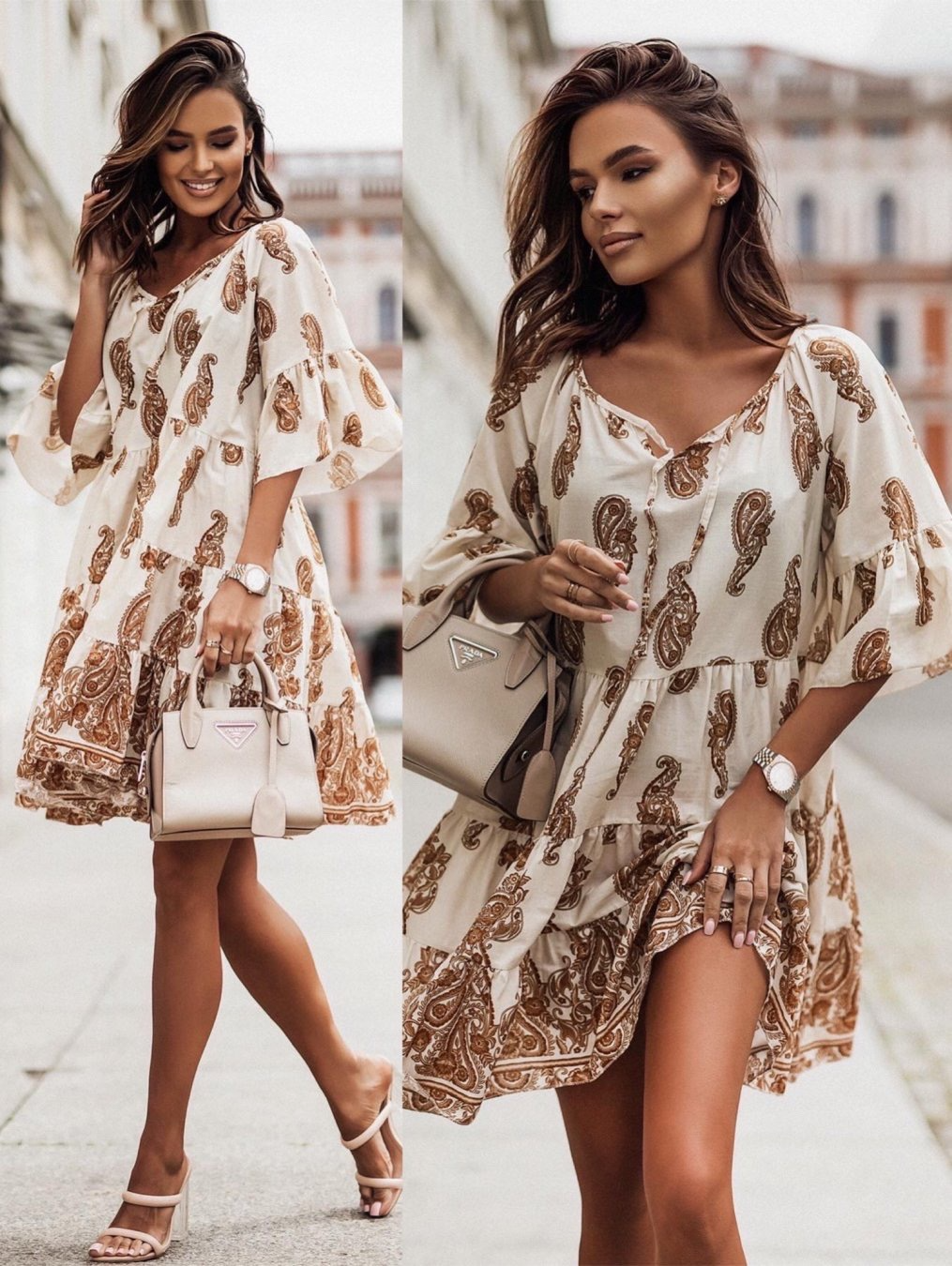 Charissa - Modisches bedrucktes kurzes Kleid für Damen