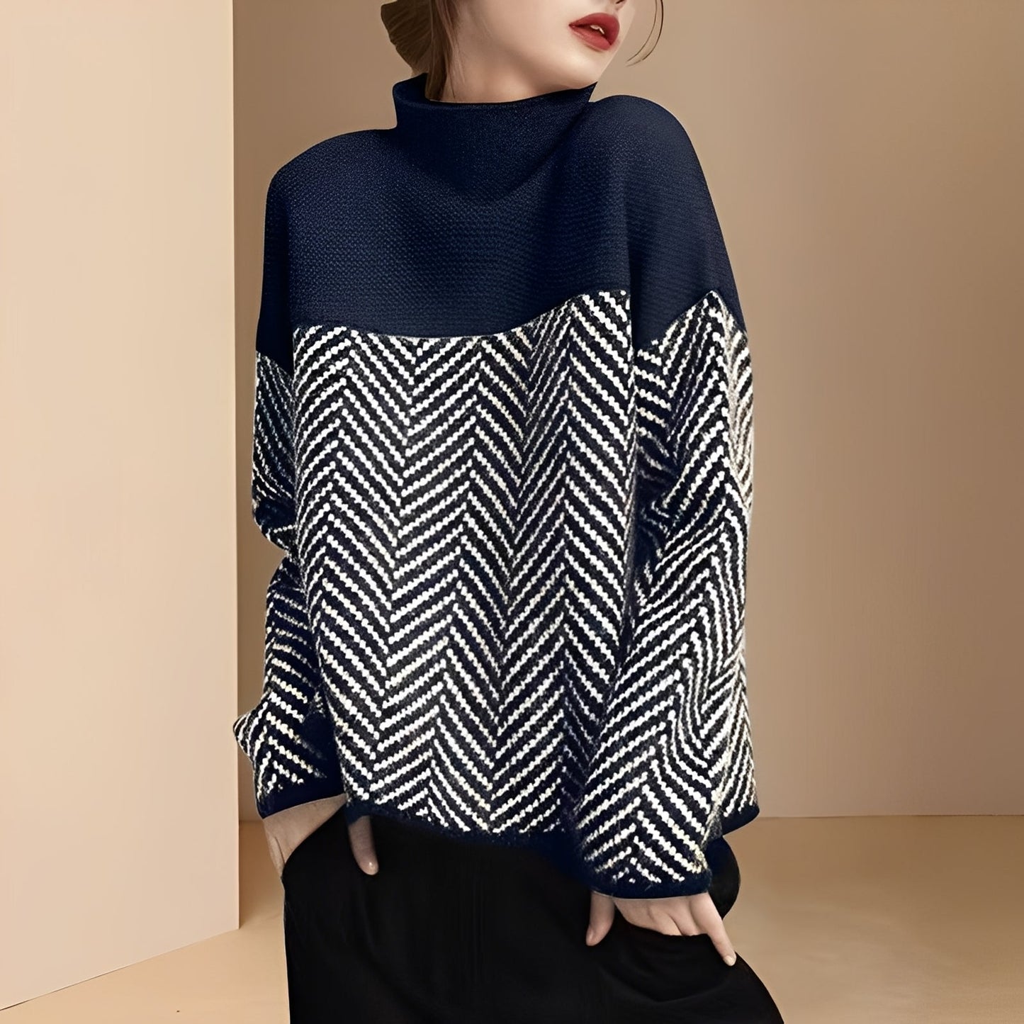 Antonia - Schicker Patchwork-Strickpulli für Damen