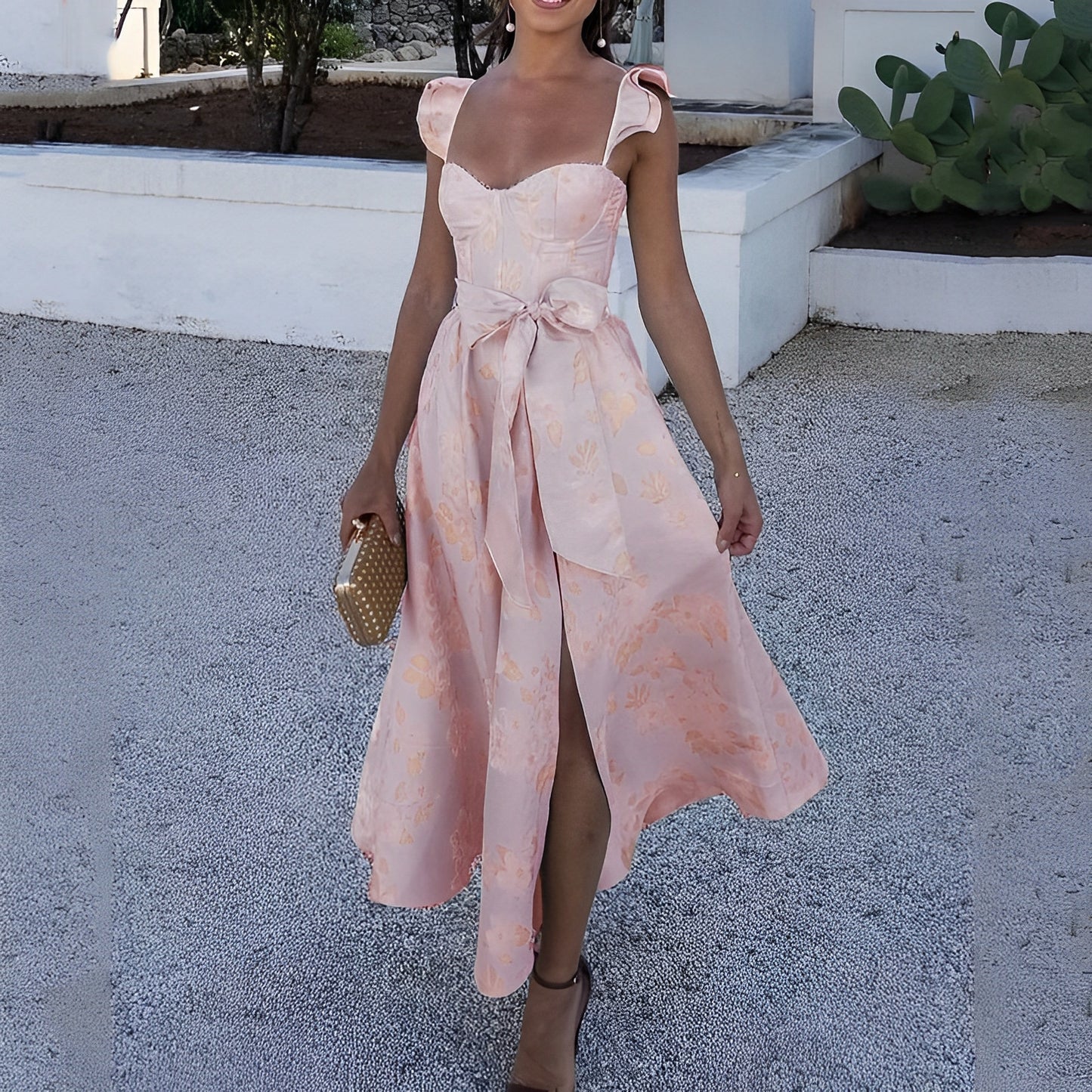 Adalyn - Blumenkleid mit Schleife an der Taille für Damen