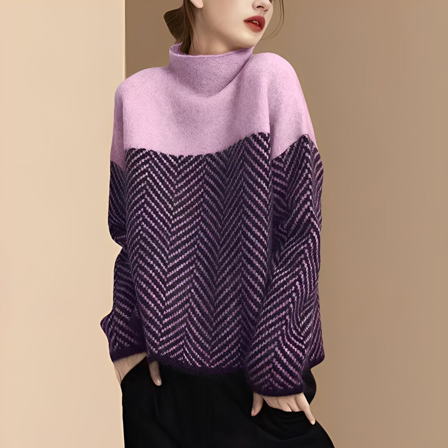Antonia - Schicker Patchwork-Strickpulli für Damen