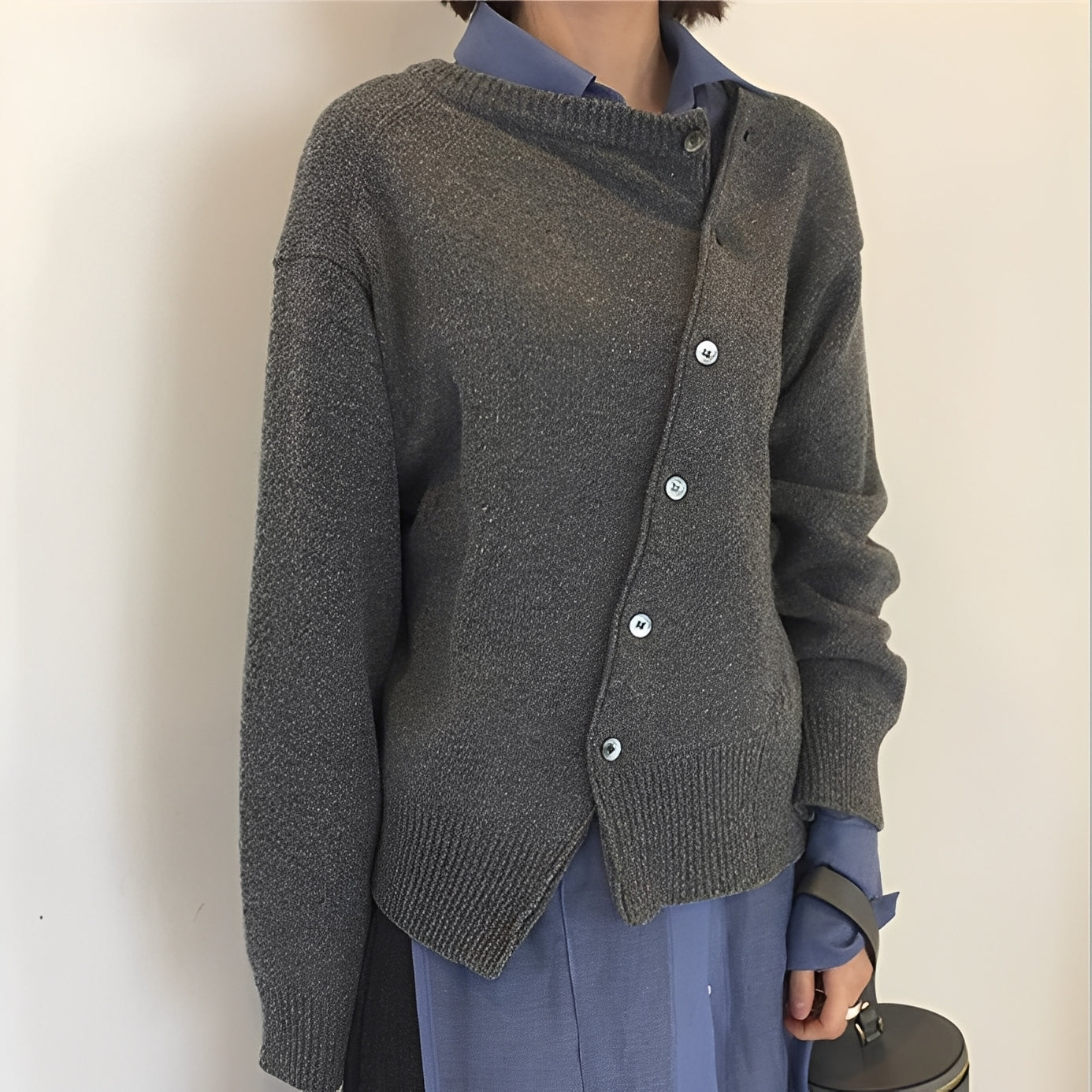 Arianna - Locker geschnittene Kaschmirjacke mit Knöpfen für Damen