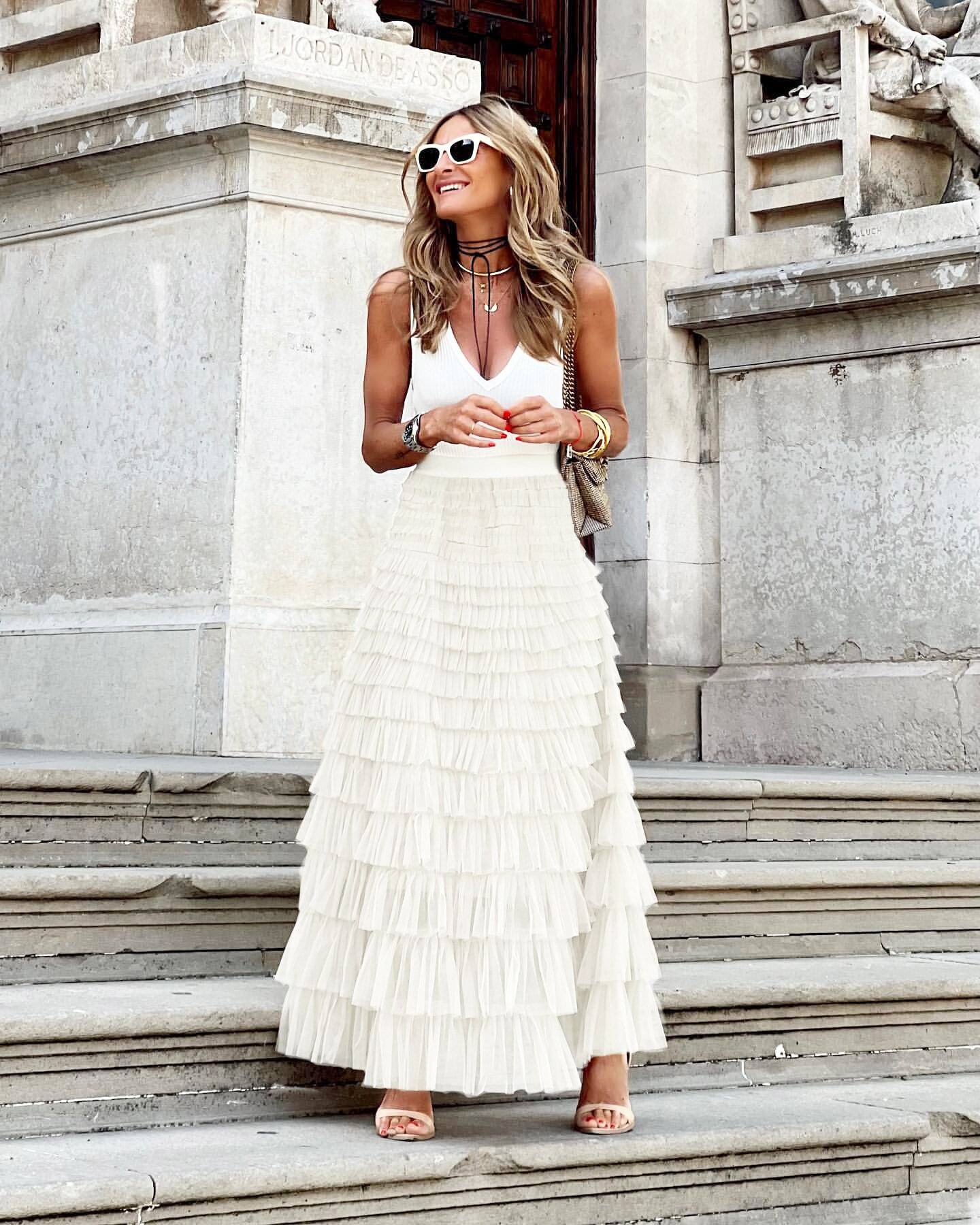 Monica - Midikleid für Damen mit gerüschtem Rockteil