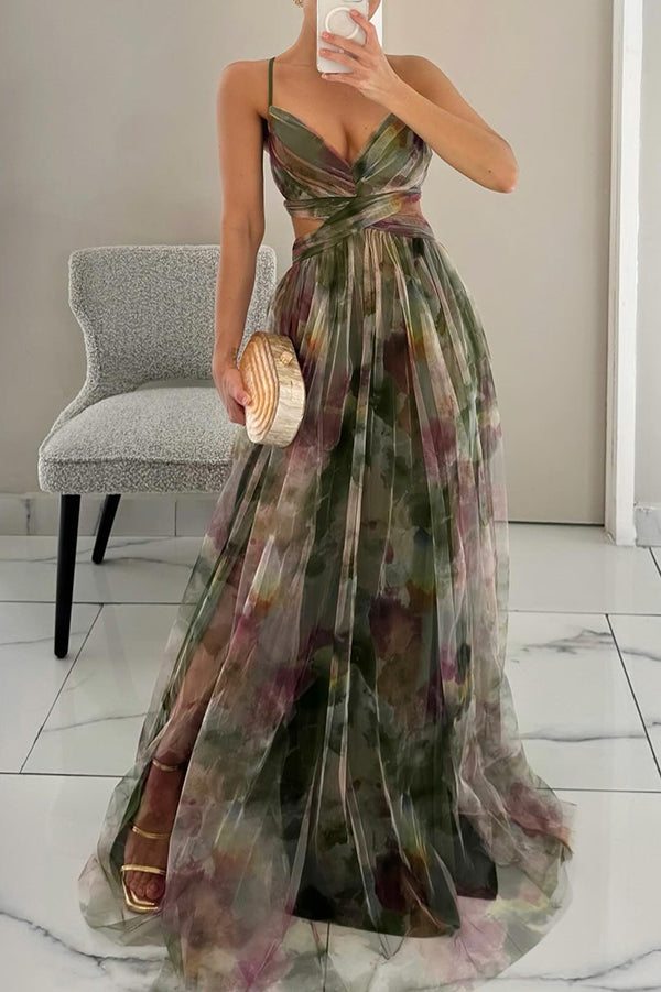 Alina – Lang geschnittenes V-Ausschnitt-Kleid für Hochzeitsgäste