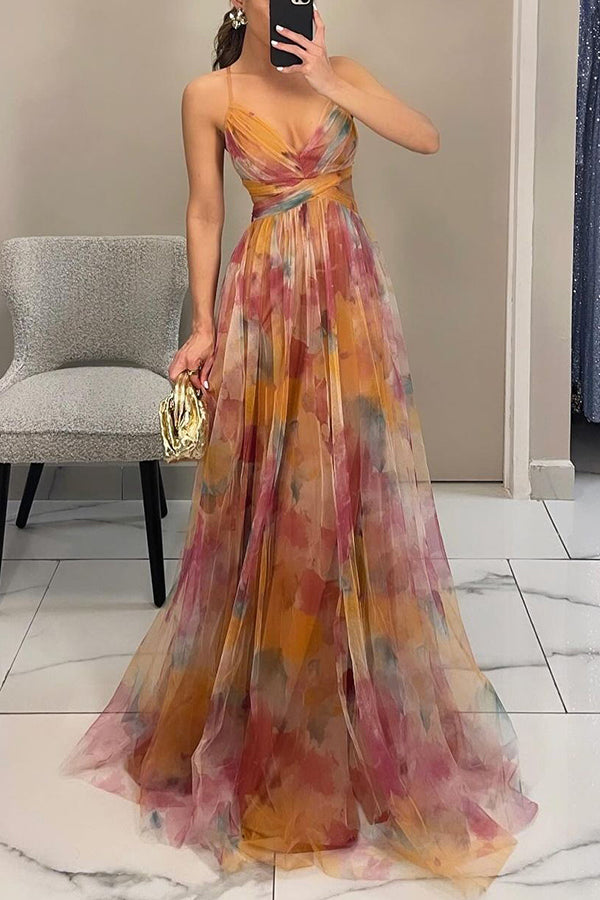 Alina – Lang geschnittenes V-Ausschnitt-Kleid für Hochzeitsgäste