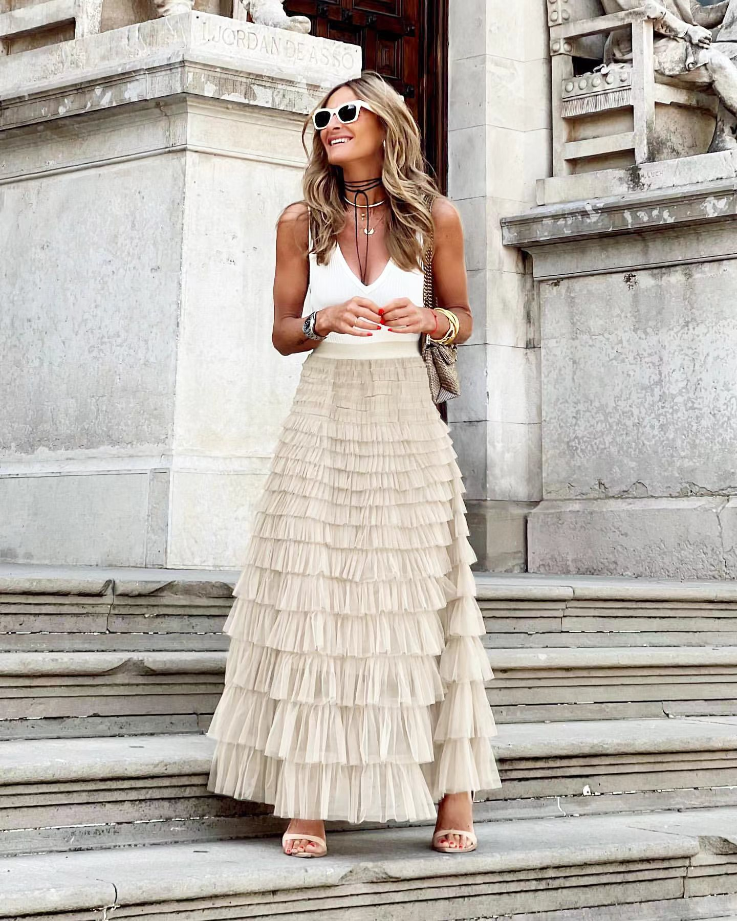 Monica - Midikleid für Damen mit gerüschtem Rockteil