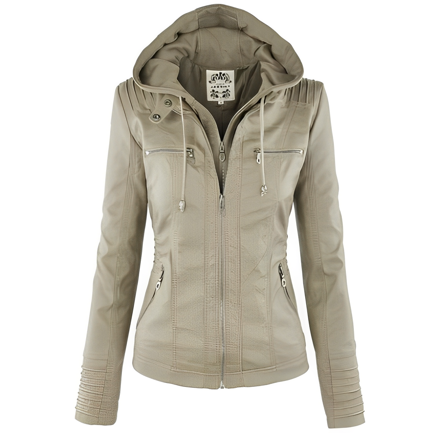 Janene - Bequeme, wasserdichte Lederjacke mit Kapuze für Damen