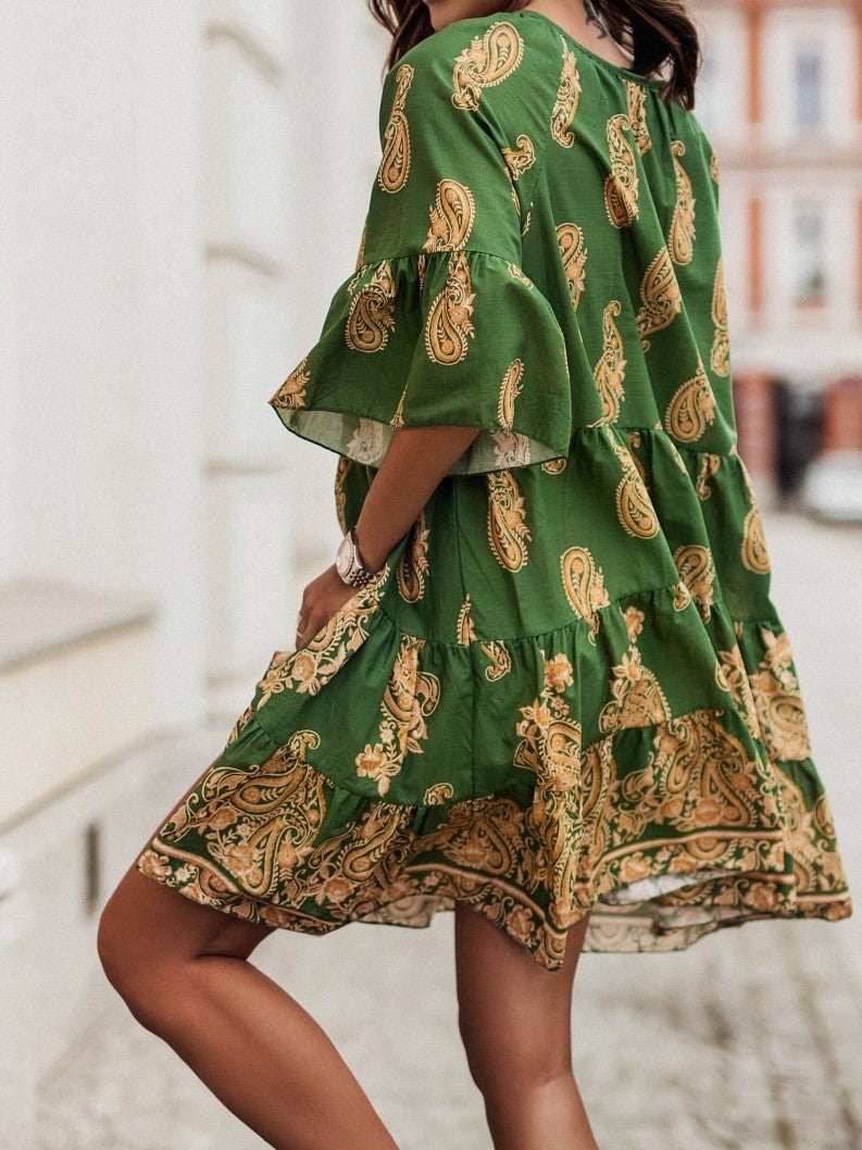 Charissa - Modisches bedrucktes kurzes Kleid für Damen