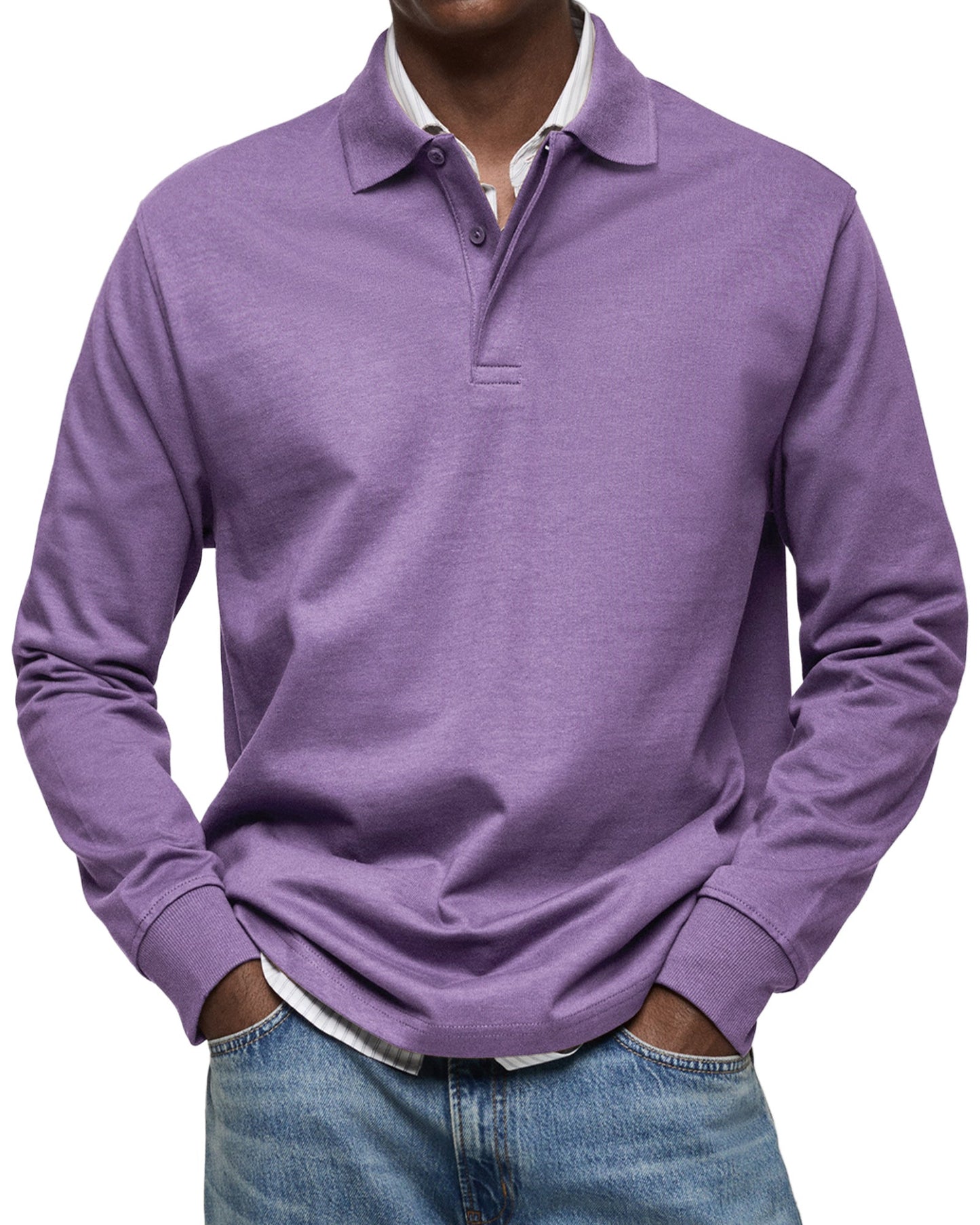 Dewey - Herren Langarm-Poloshirt, einfach gehalten