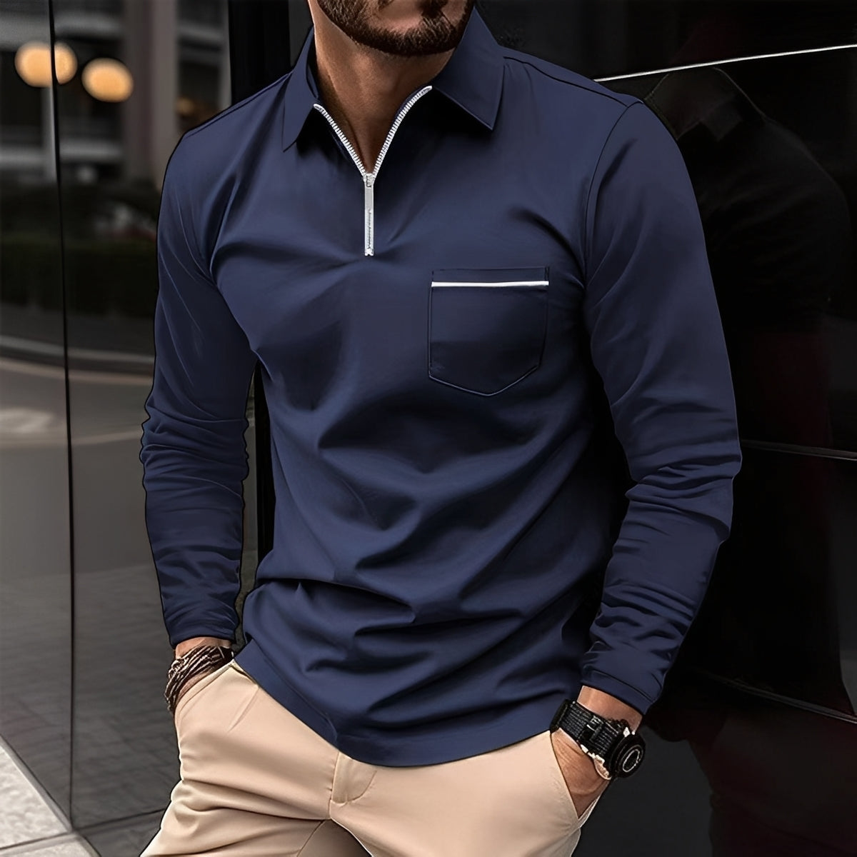 Bernard - Gemütliches Langarm-Shirt mit Männer-Tasche