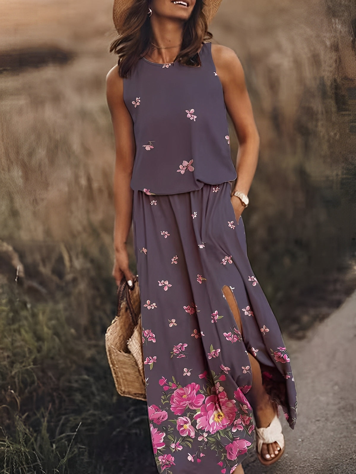 Averill - Sommer-Maxikleid mit geteiltem Saum für Damen