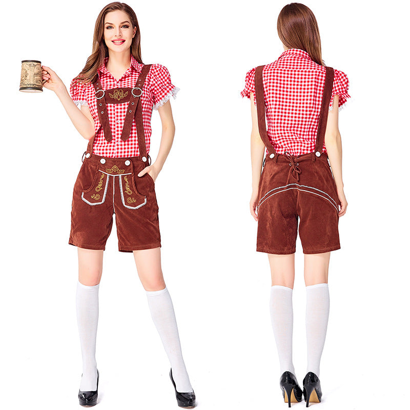 Dahlia - Oktoberfest-Look mit karierten Overalls für Damen