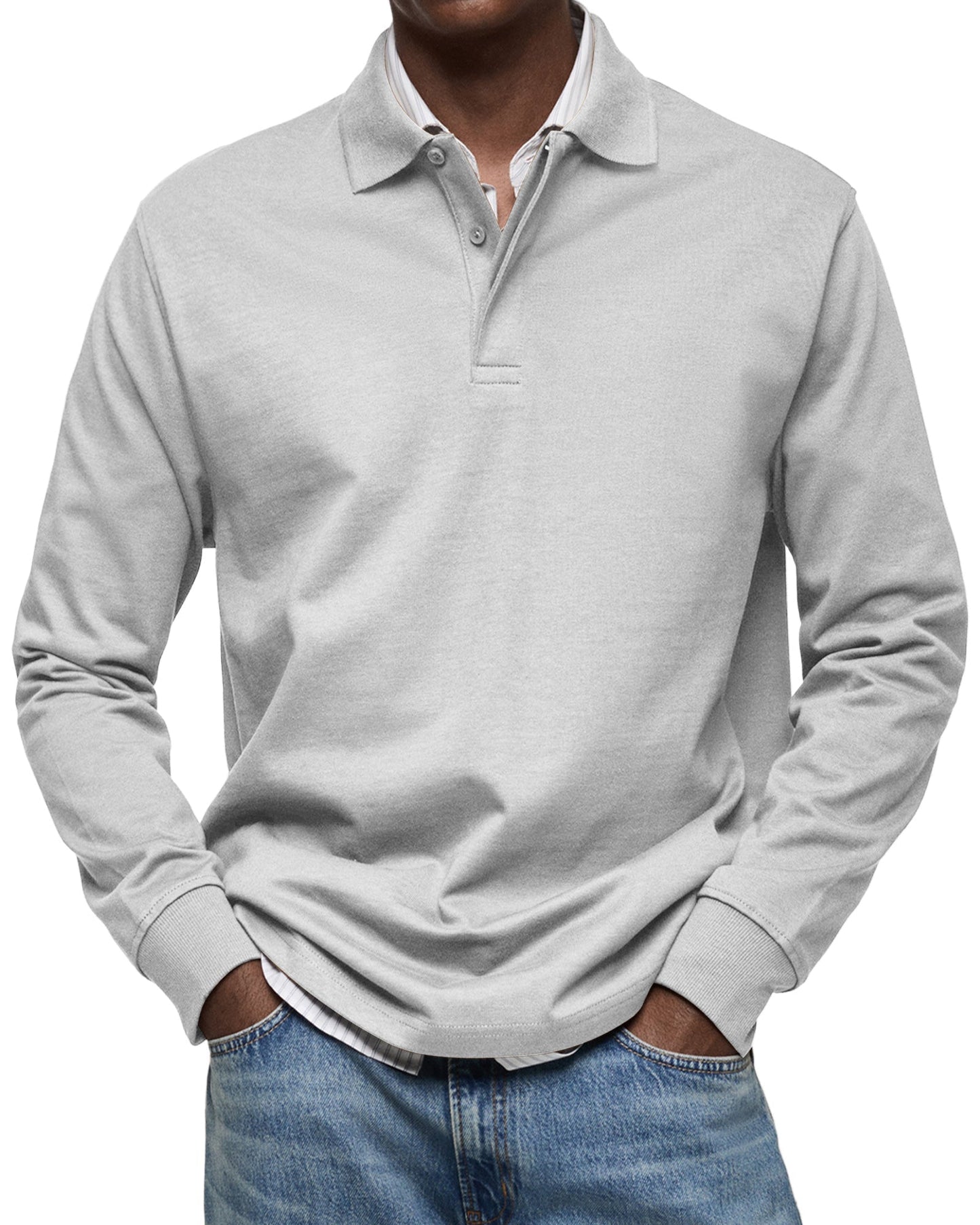Dewey - Herren Langarm-Poloshirt, einfach gehalten
