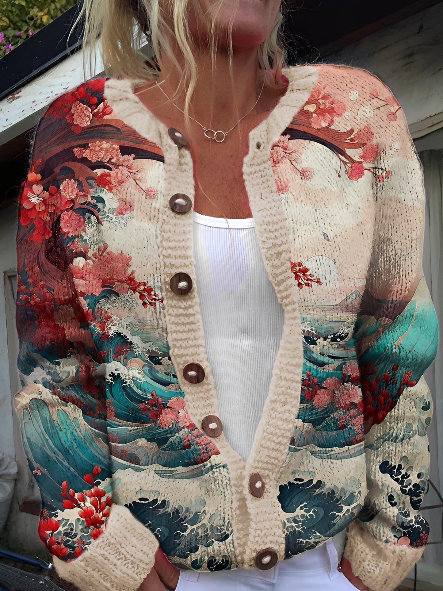 Kandace - Eleganter Damen-Cardigan mit Blumenmuster