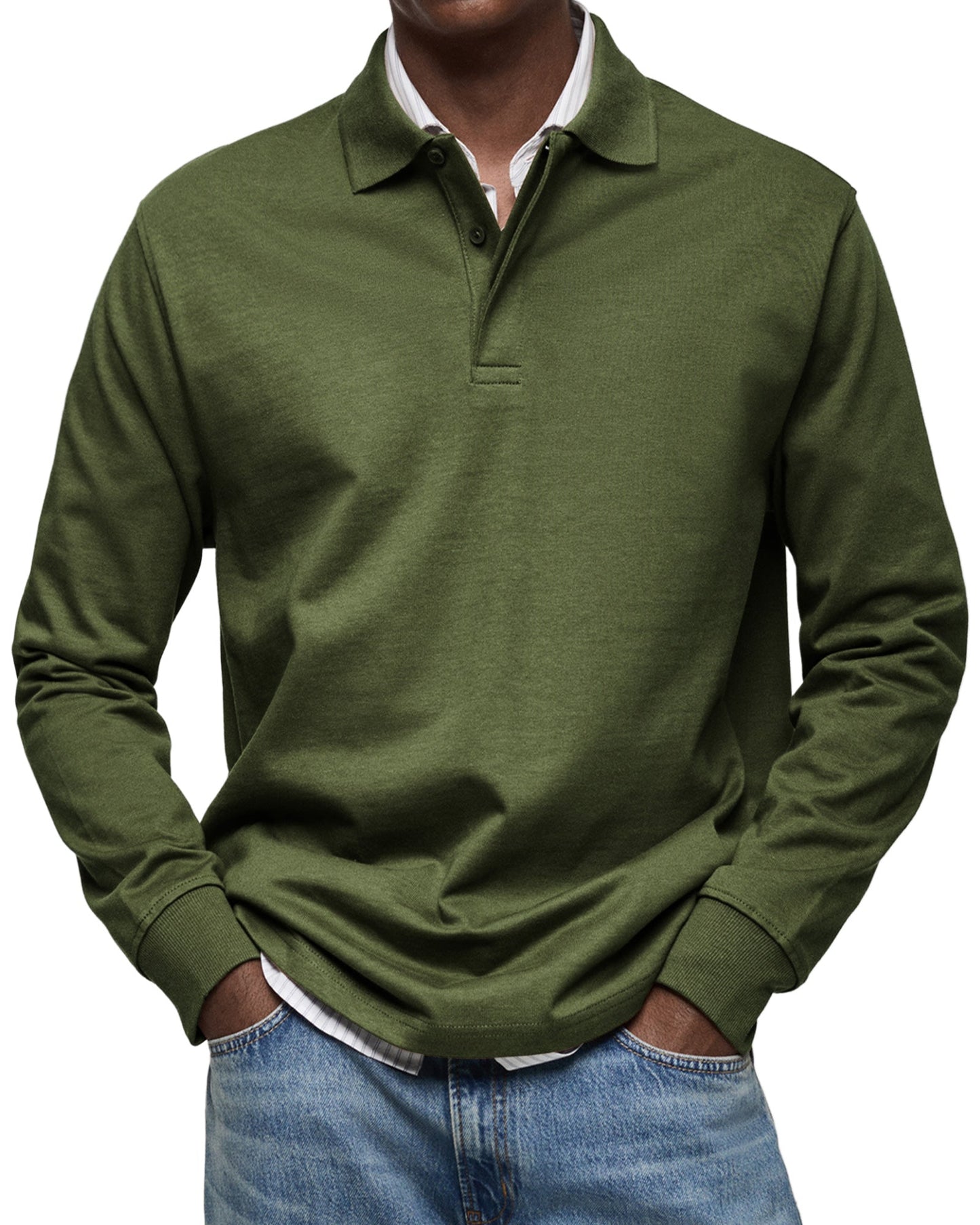 Dewey - Herren Langarm-Poloshirt, einfach gehalten
