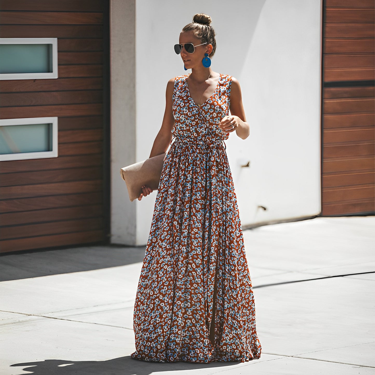 Rosaleen - Elegantes bedrucktes Strand-Maxikleid für Damen
