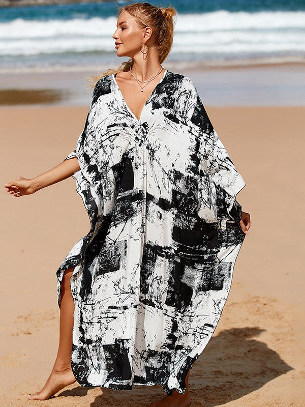Davina - Lockeres, langes Sommerkleid mit V-Ausschnitt für Damen
