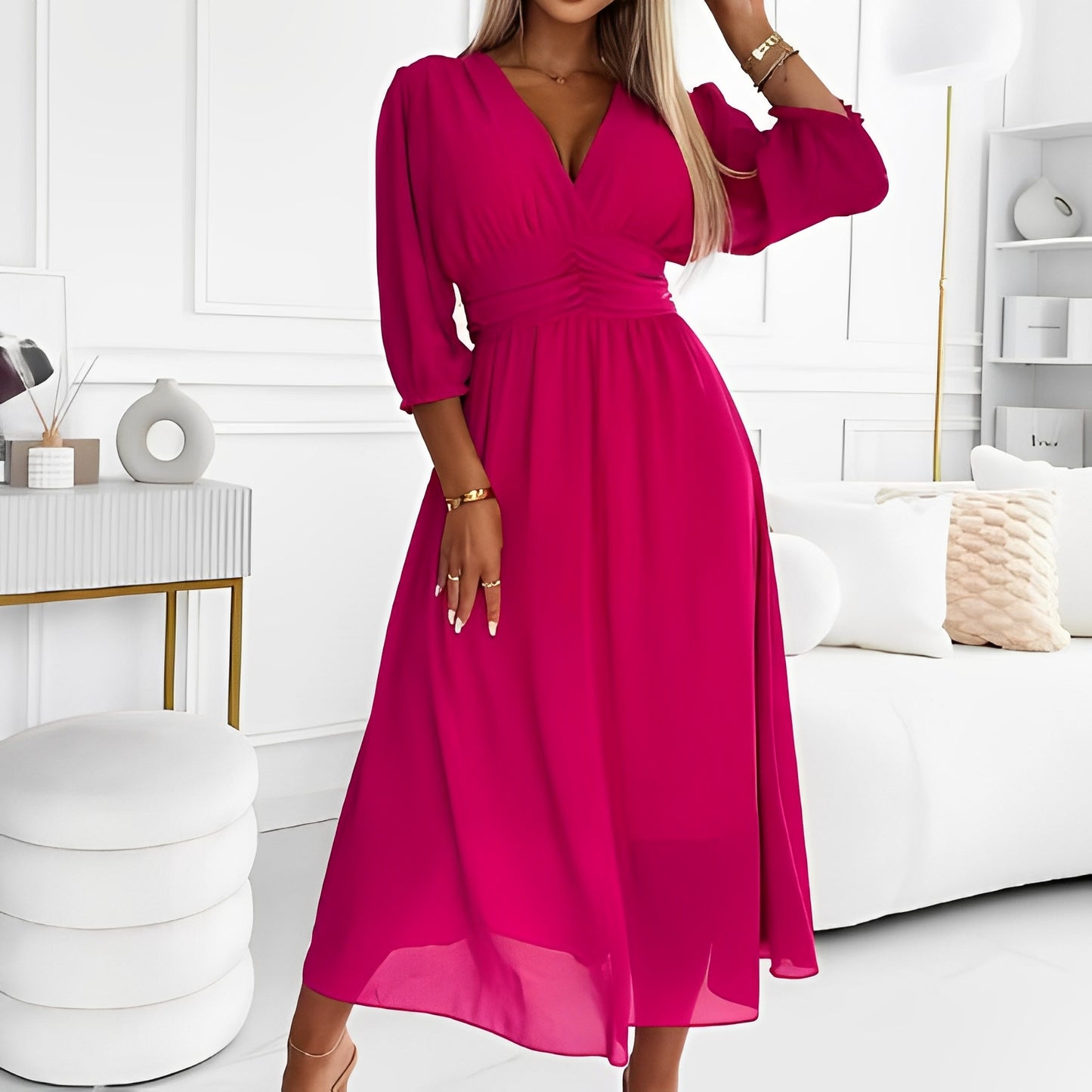 Rachyl - Chiffonkleid mit V-Ausschnitt für Damen