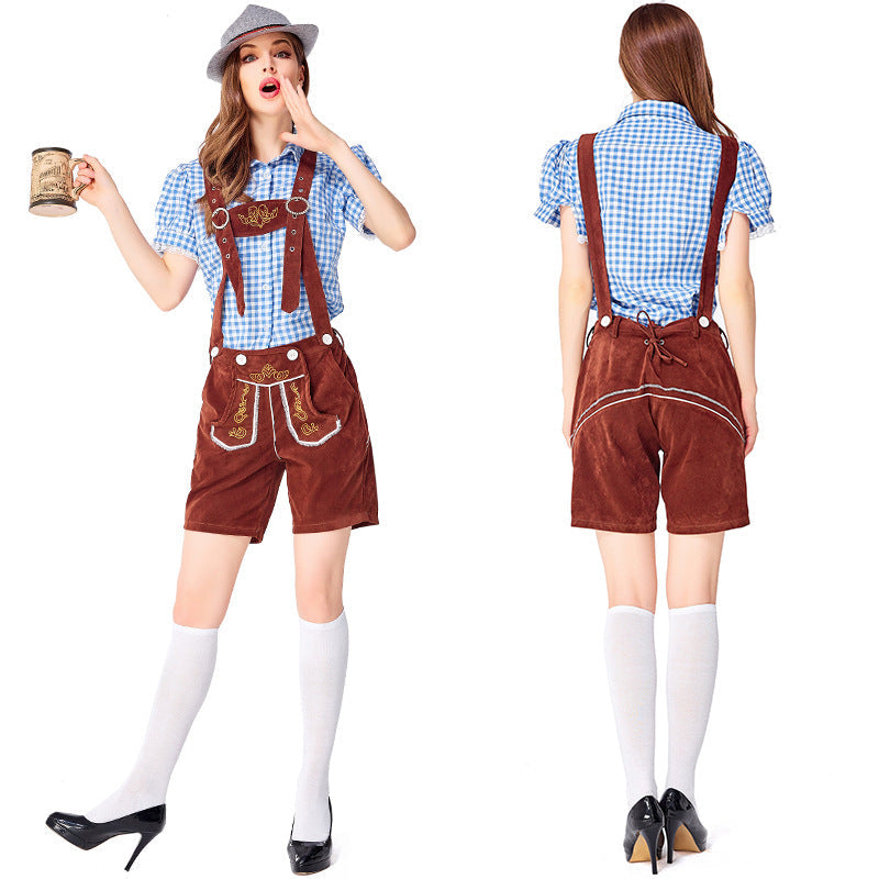 Dahlia - Oktoberfest-Look mit karierten Overalls für Damen