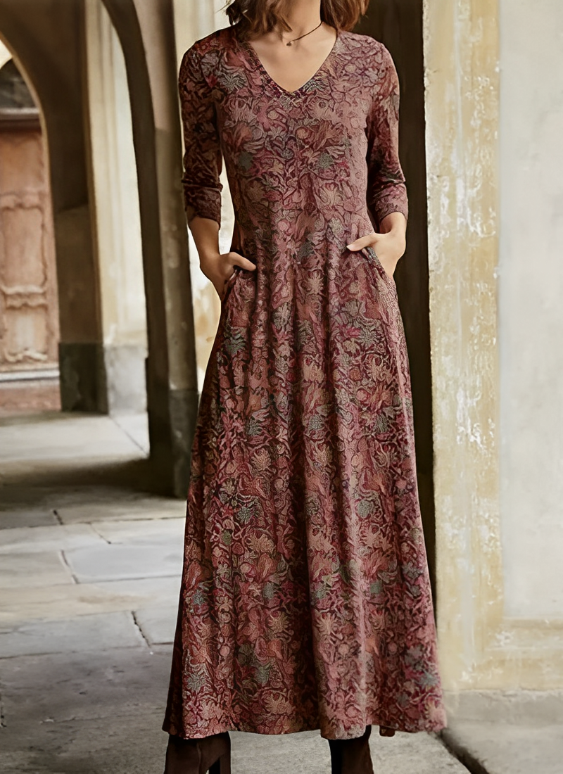 Bernadine - Damenkleid mit langen Ärmeln und Design