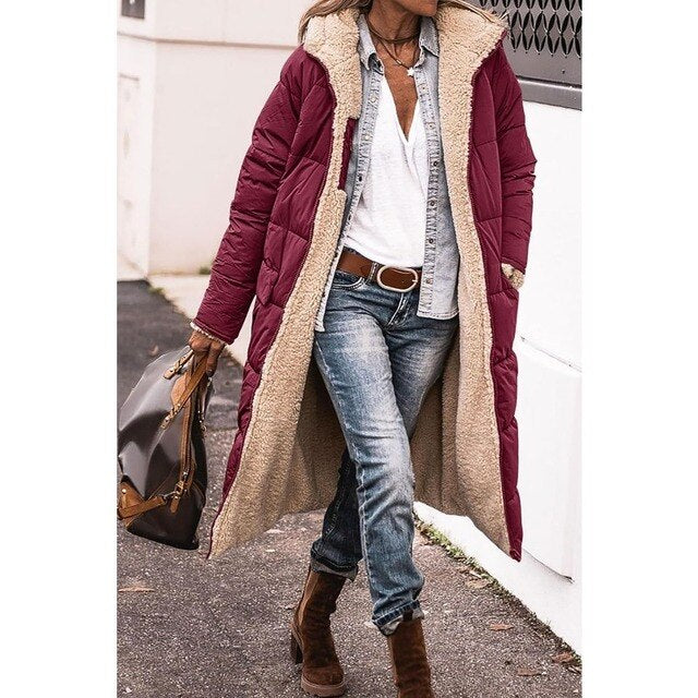 Ariadna - Lange umdrehbare Winterjacke für Damen