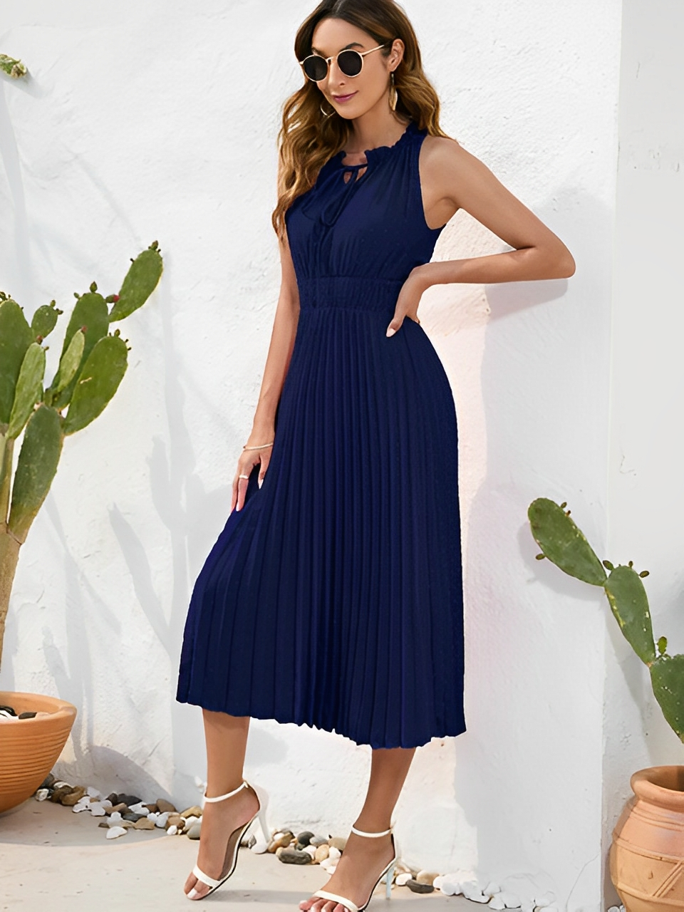 Renita - Modisches Sommerkleid mit Falten für Damen